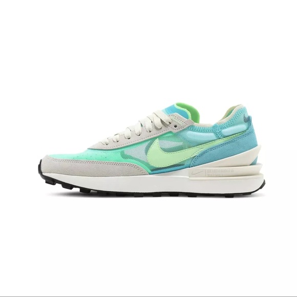 Nike Women's Waffle One, Scream Green, (Size 5), Aqua Lime Green/Blue - Picture 2 of 3